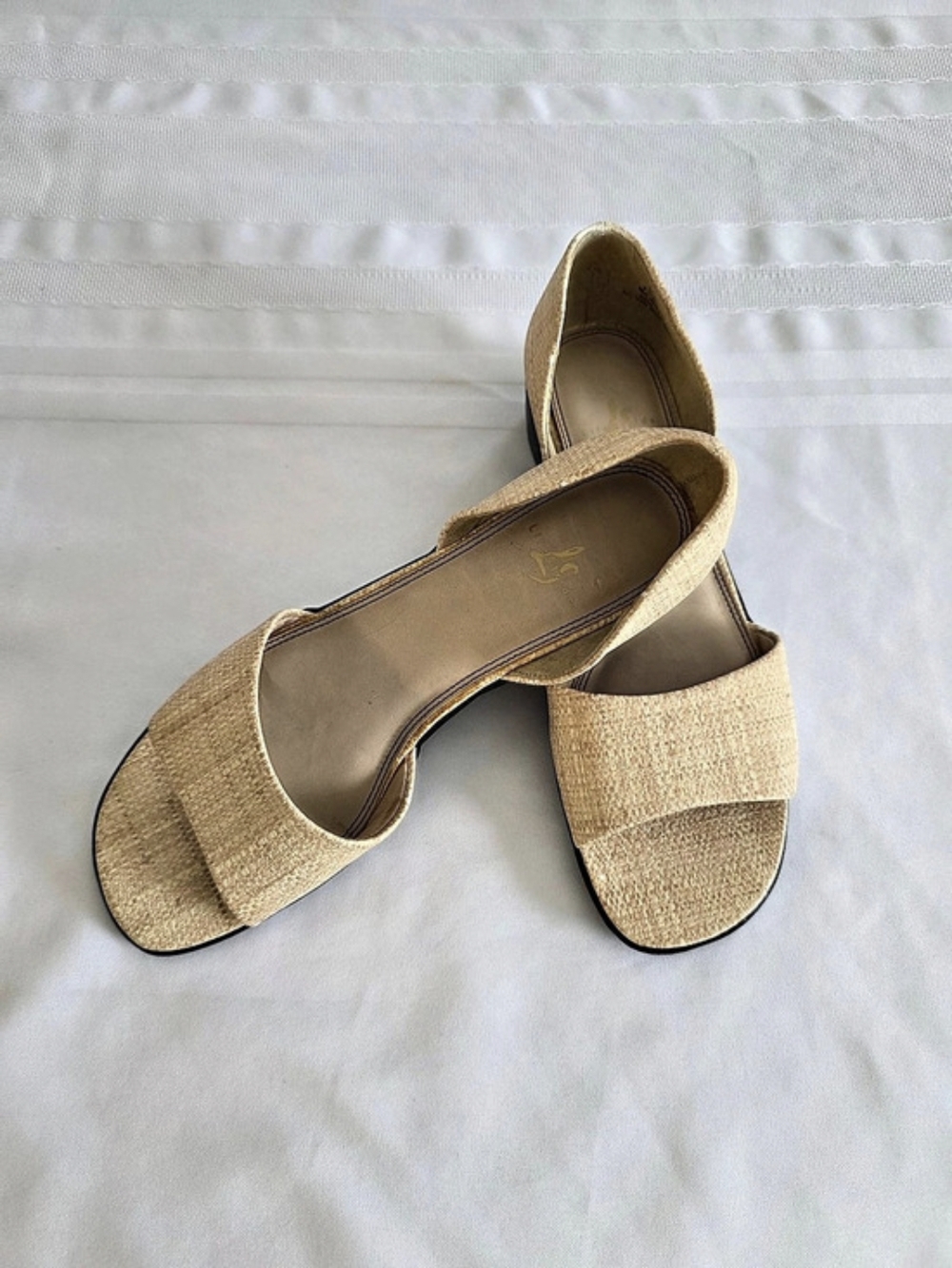 LifeStride Newport Natural Woven Slide Sandals Womens 6M